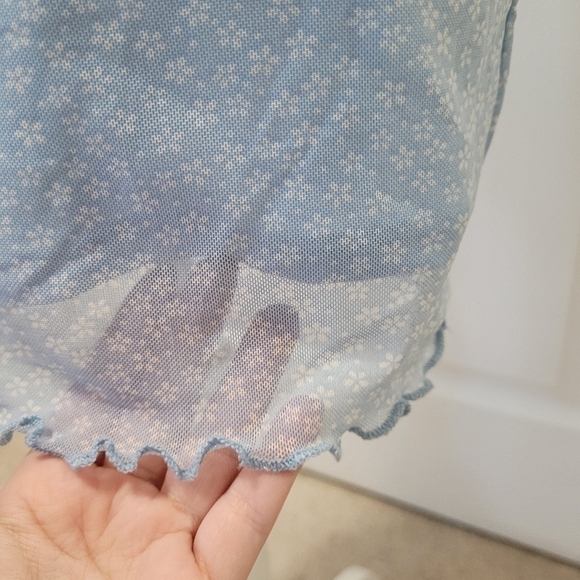 Bodycon Mini Dress | blue | floral | medium | Y2k Retro | Mesh Lace - Picture 6 of 15